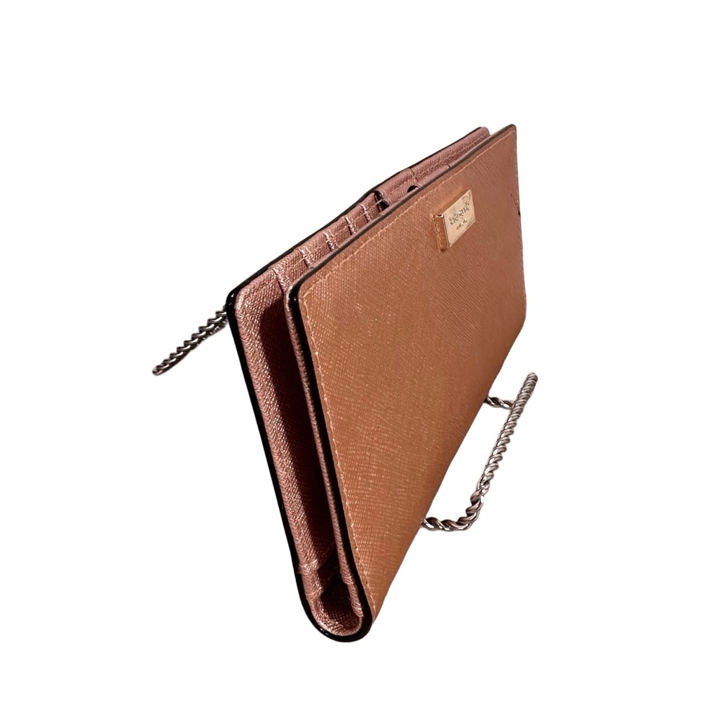 NEW kate spade Metallic Pink Rose Gold Wallet Logo Plaque Stacey Laurel Way NWT - Picture 6 of 15